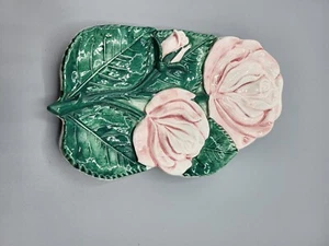 Spoon Rest Ceramic Colorful Green With Flower Marked Made in ITALY - Picture 1 of 5
