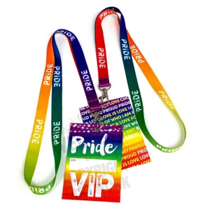 Cordón PRIDE VIP - Cordones para el cuello del desfile del orgullo gay - Collar del orgullo arco iris LGBT - Imagen 1 de 10
