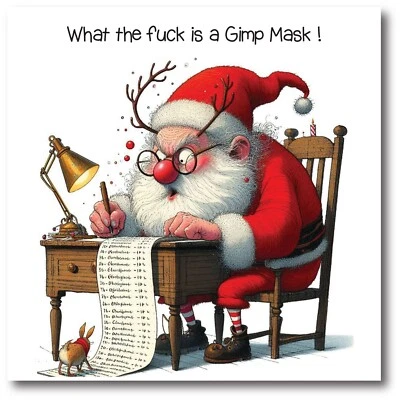 Christmas Card - Funny Rude Fcuk Gimp Mask - Blush & Whistle Cards - BW0017