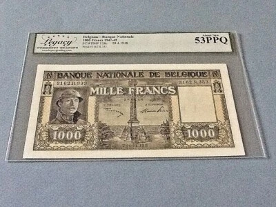 Belgium 1,000 Francs P-128c 1948 Legacy 53 PPQ - Image 1 of 4