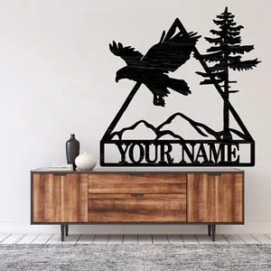 Cartel personalizado del nombre de Eagle Mountain, letrero de placa de madera, artesanías de madera, decoración de pared - Imagen 1 de 6