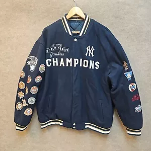 JH Design Group world series Yankees Varsity Jacket Navy Menswear Size 2XL - Picture 1 of 15