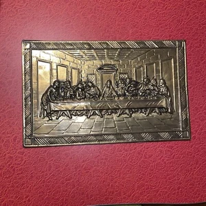 1940~Vtg MId Cent~Brass 16x10 "Last Supper" Wall Plaque~Made In England - Picture 1 of 8