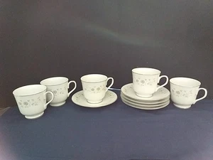  Juego de 5 platillos de taza vintage Sango Carlton Andover #482 amarillo/gris/blanco - Imagen 1 de 7