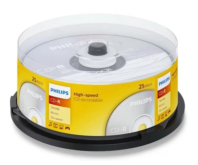 25 x Philips CD-R  RECORDABLE CD's Blank CD Discs CDR 700Mb Spindle - Image 1 of 2