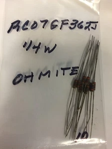 RC07GF362J RESISTENZE COMPOSIZIONE CARBONIO OHMITE 3,6K 1/4W WATT 10 PZ NOS - Foto 1 di 1