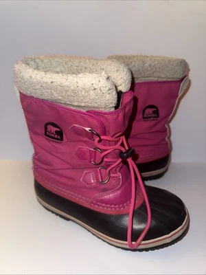 Sorel Niñas Grandes Niños Talla 6 Invierno Botas de Nieve Niños Jóvenes Rosa Aislado Foto 1 de 4
