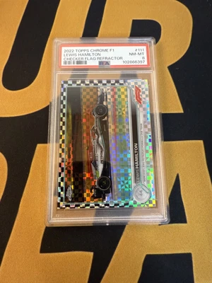 2022 TOPPS CHROME FORMULA 1 LEWIS HAMILTON #111 CHECKER FLAG REFRACTOR F1 PSA 8 - Image 1 of 2