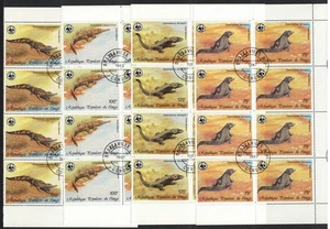 Congo WWF Crocodiles 4v Blocks of 8 1987 CTO Sc#C367-C370 SG#1058-1061 - Picture 1 of 1