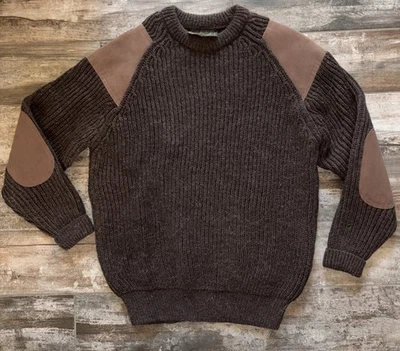 Свитер для стрельбы Niffi размер L коричневый шерстяной замшевые нашивки сделано в Англии охотничья птица - Изображение 1 из 4