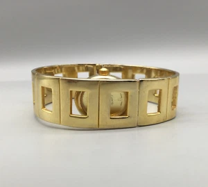 Geneva Hidden Dial Cage Watch Women 17mm Gold Tone New Battery 6.25" - Picture 1 of 13