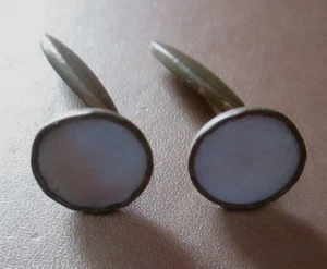 alte Manschettenknöpfe mit Perlmuttknöpfe Messing - vergoldet - Bild 1 von 5