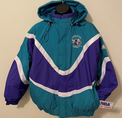 Vintage 90s NBA CHARLOTTE HORNETS Apex One JACKET BLITZ Back Patch NWT NEWOldStk Cover