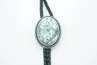 Галстук-боло ручной работы дерево агат кабошон овальный драгоценный камень вестерн кожа - Изображение 1 из 4