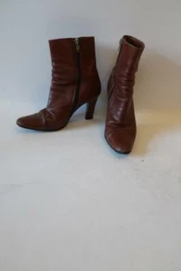 WOMENS MICHEL PERRY BROWN HEELED ZIP-UP BOOTIE 36 US/6 * - Picture 1 of 8