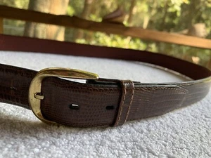Cintura Andhurst vintage uomo 40 lucertola goffrata superiore pelle grana borbonica marrone oro - Foto 1 di 11