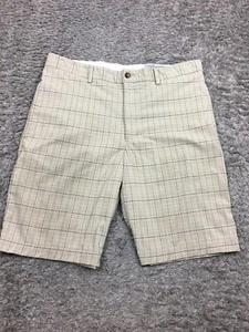 Greg Norman Chino Shorts Mens Size 34 Light Beige Plaid Polyester - Picture 1 of 11