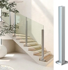 Silver Glass Balustrade Railing Post for Steps Balconies Staircases Decks 37.4" - Picture 1 of 7