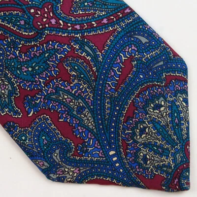 Corbata vintage años 80 Christian Dior rojo azul cachemir 57x3,5 clásica audaz italiana Foto 1 de 4