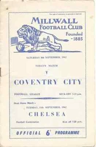 1962 1963 MILLWALL v COVENTRY CITY 8th SEPTEMBER - Picture 1 of 1