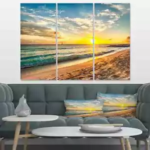 Designart "White Beach in Island of Barbados" Modern White 36 in. wide x 28 in. - Picture 1 of 3