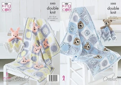 King Cole DK Crochet Pattern - 5503 Baby Blankets & Comforter Toys - Image 1 of 2