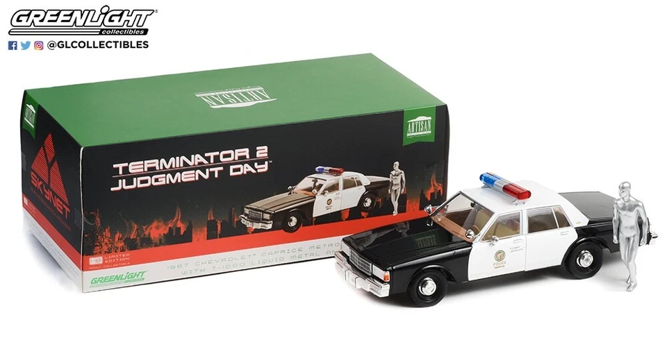 Greenlight 1:18 1987 Chevy Caprice-Police-Terminator 2 With T-1000 Figure-19105 - Image 1 of 1