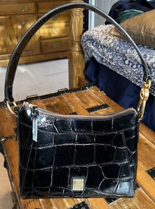 Dooney And Bourke Large Cassidy Hobo Black Croc, NWOT - Picture 1 of 13