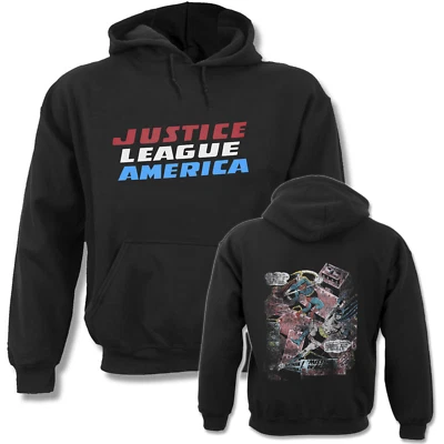 Official Superman Hoodie Batman Justice League Black Pullover Hooded Top New - Image 1 of 4