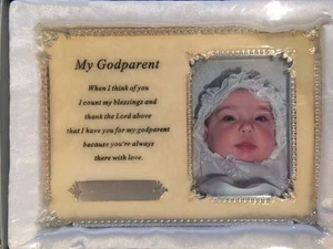✝✝ MY GODPARENT PHOTO FRAME NEW Religious Gift Engravable Tabletop - Picture 1 of 5