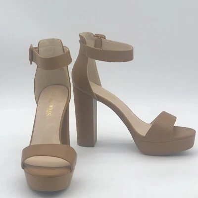 Dream Pairs HI-LO Platform Chunky Heels Open Toe Women’s Sz 11 Tan Ankle Strap - Image 1 of 4