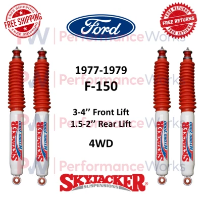 Juego Amortiguadores Skyjacker Elevador Delantero 3-4" y Trasero 1.5-2" Para Ford F-150 1977-1979 4x4 Foto 1 de 4