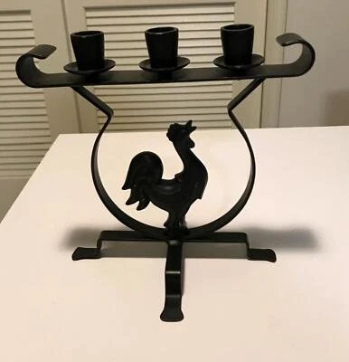 Candelabro candelabro GALLO de hierro fundido negro 10" - rústico granja campo Foto 1 de 4