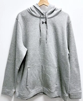 全新 Under Armour 女式 Hustle Fleece 连帽衫 2XL 灰色套衫宽松版型 1300261 — 第 1/4 张图片