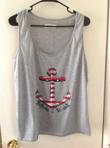 Nautical Graphic Gray XJF.MC Tank Top Juniors XL - Picture 1 of 2