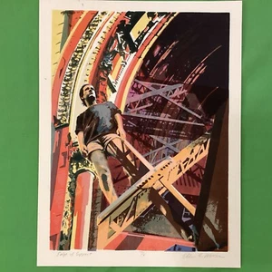 ABSTRACT, STRUCTURES, CATHEDRAL screenprint, figures, nostalgia, serigraph print - Picture 1 of 9