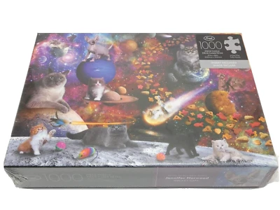 Genuine Fred Jigsaw Puzzle GALAXY CATS JENNIFER NORWOOD 1000 Piece Space Kitten - Image 1 of 4