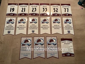 3 SIZES - Colorado Avalanche Stanley Cup and Retired # Banner Decal Set Avs 2022 - Picture 1 of 18