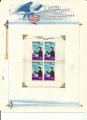 Chad Collection, John F Kennedy, C20, C20a, C52-C55a Mint NH Sheet, FDC - Image 1 of 4