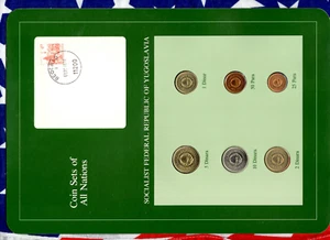Coin Sets of All Nations Yugoslavia w/card UNC All 1982 but 1 Dinar 1983 - Picture 1 of 2