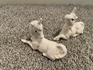 Vintage Unicorn 2 Piece Porcelain Miniature - Picture 1 of 10
