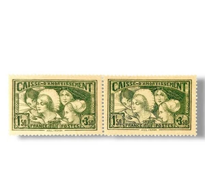 FRANKREICH B38 gezähntes Paar postfrisch NH 1931 1,50fr + 3,50fr Provinzen grün Yvert 269 - Bild 1 von 2