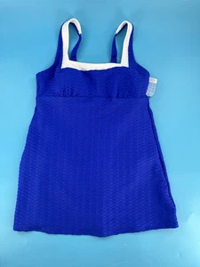 NEW Lands End Swim Dress Textured Blue/White USA MEDIUM - Picture 1 of 7