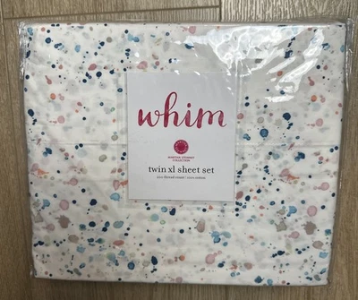 Martha Stewart Collection Whim TWIN XL Sheet Set Paint Spatter Print 100% Cotton - Image 1 of 4