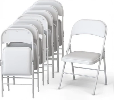 Silla Plegable Acolchada Cuero Resistente Metal Asiento Plegable para Hogar Oficina Exterior Foto 1 de 4