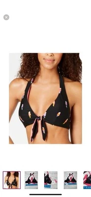 Nuevo con etiquetas Top de bikini Kate Spade Flock fiesta loro negro grande Foto 1 de 4