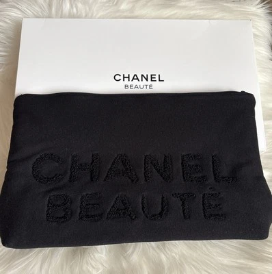 CHANEL BEAUTE BLACK Clutch Bag , Makeup Case With Zipper NIB - Image 1 of 4