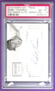 2015 Panini National Treasures Souv. Cuts /99 - Bobby Thomson #2 - PSA NM-MT 8 - Picture 1 of 5