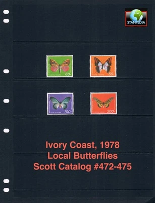 $23.00 Scott Value - 1978 Costa de Marfil Mariposas Vida Silvestre Africana CV MNH NH UMM Foto 1 de 4