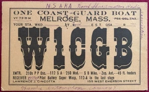 1931 U.S. Coast Guard Boat Melrose Massachusetts QSL Shortwave Ham Radio Card - Imagen 1 de 1